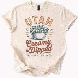 Utah Creamy and Dipped French Fries Graphic T Shirt Unique Food Lover Tee Retro
